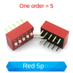 5PCS Dial Switches Toggle Side Dial Flat Dial Coding Patch 2P 4 5 6 8 9 10 Bit 2.54mm Red Blue Black