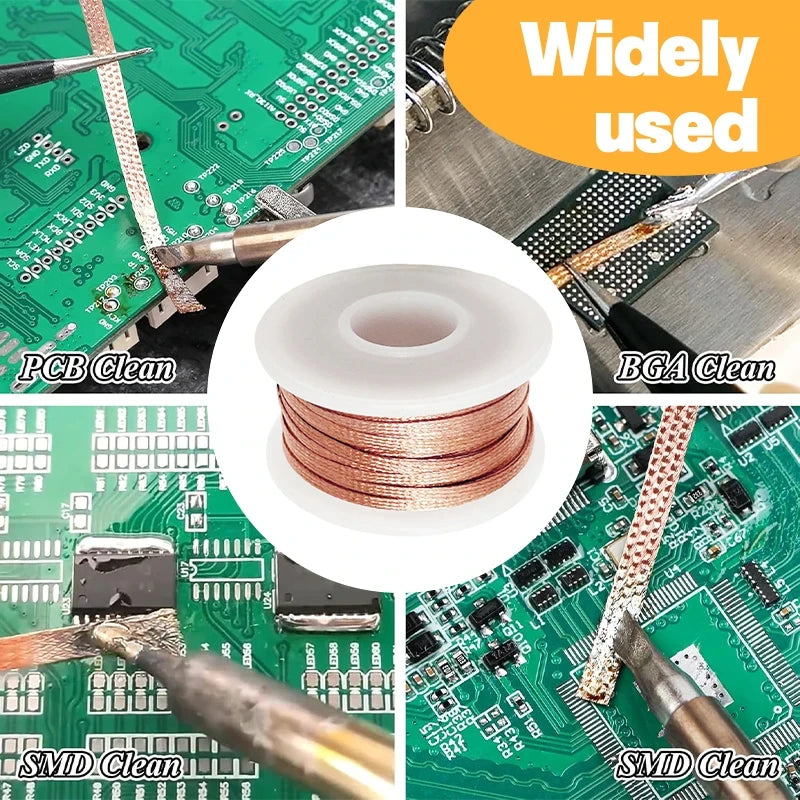 3pcs 1.5M Width 1.0mm 2.0mm 3.0mm 4.0mm  Welding Wires Desoldering Braid Solder Remover Wick Wire Cord Flux BGA Repair Tool