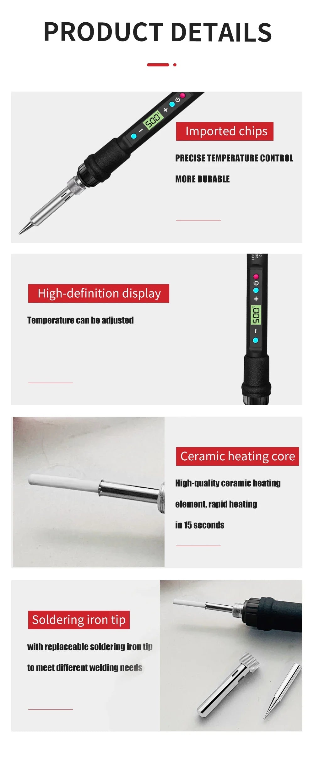 LEFAVOR 80W Digital display soldering iron welding set C/F switching calibration temperature 100-500C home repair DIY