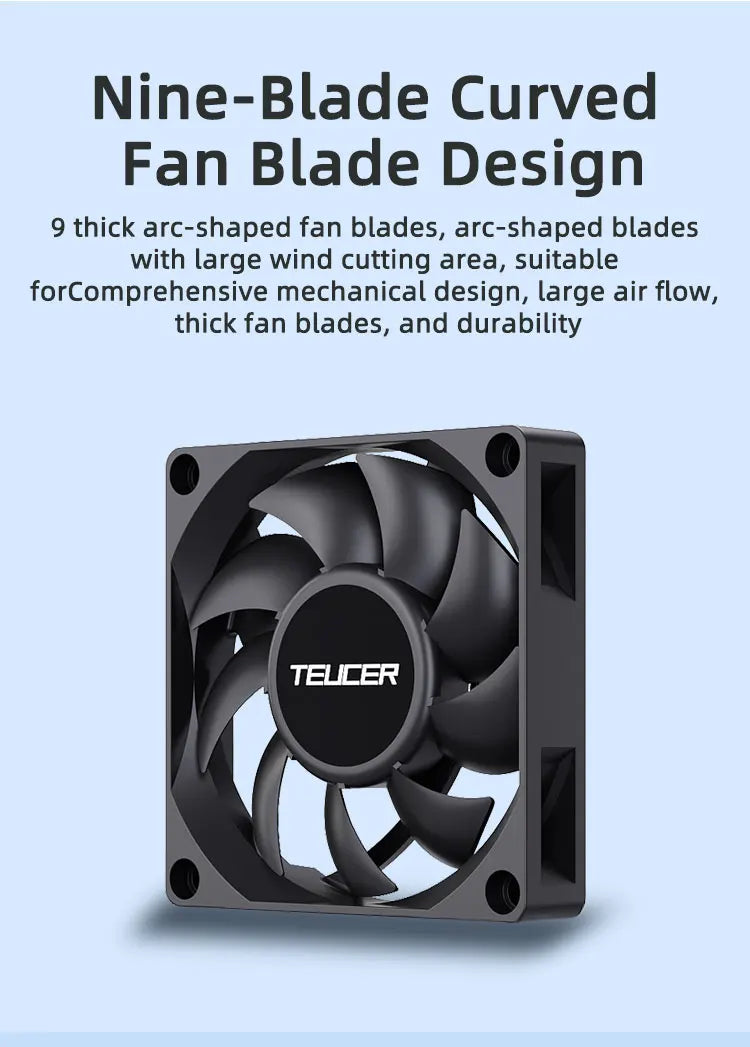 TEUCER UT-60 Slim 60mm PC Case Fan 3500RPM High Airflow CPU Cooler 6/7CM Ultra-thin Cooling Fan