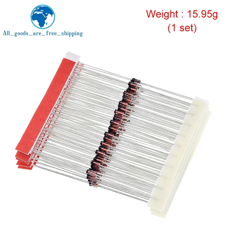 140pcs 1/2W Zener Diode Assorted Kit DO-35 0.5W 3.3V-30V 14Values Each 10pcs DIY Sample Set