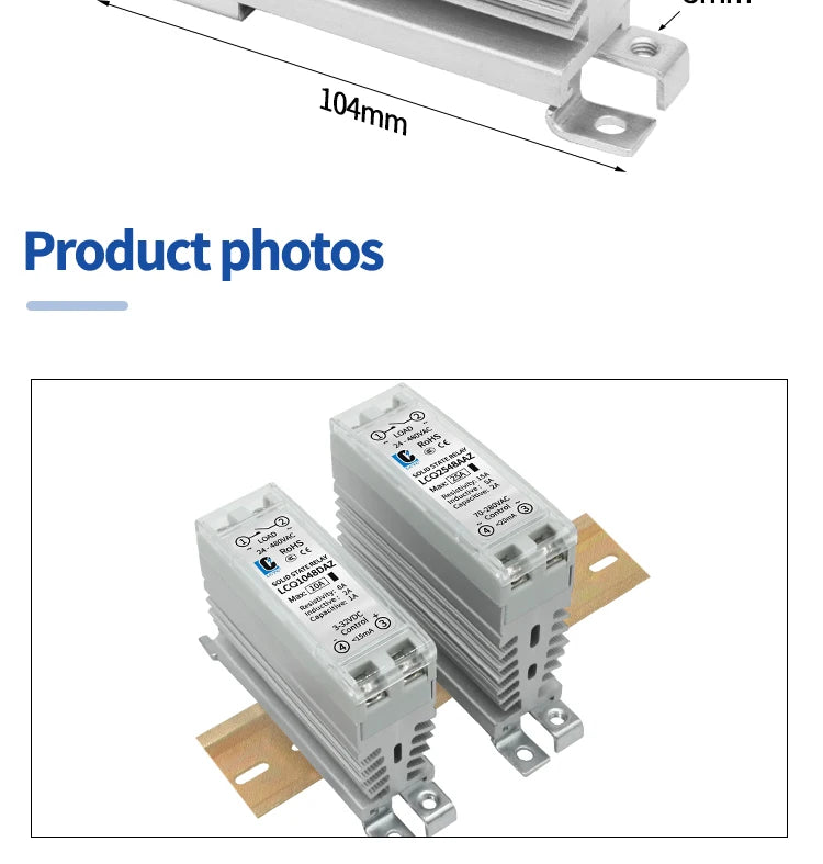 LCTC Solid State Relay DIN Installation DC-AC AC-AC DC-DC Single-Phase Relay With Radiator 10a15a25a40a SSR