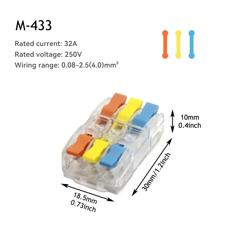 Mini Fast Wire Connectors Universal Compact Lever Nut Crimp Splitter Push-in Electrical Conductors Home Wiring Terminal Block