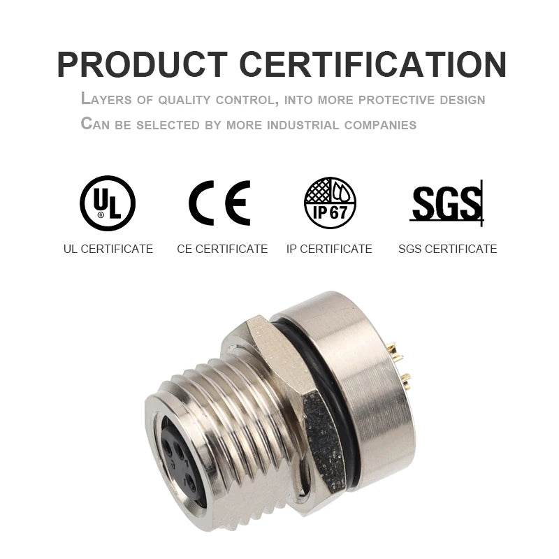 3 4 5 6 8 Pins M8 Solder Welding A D Coding Male Female Panel Mount IP67 Sensor Circular Connectors