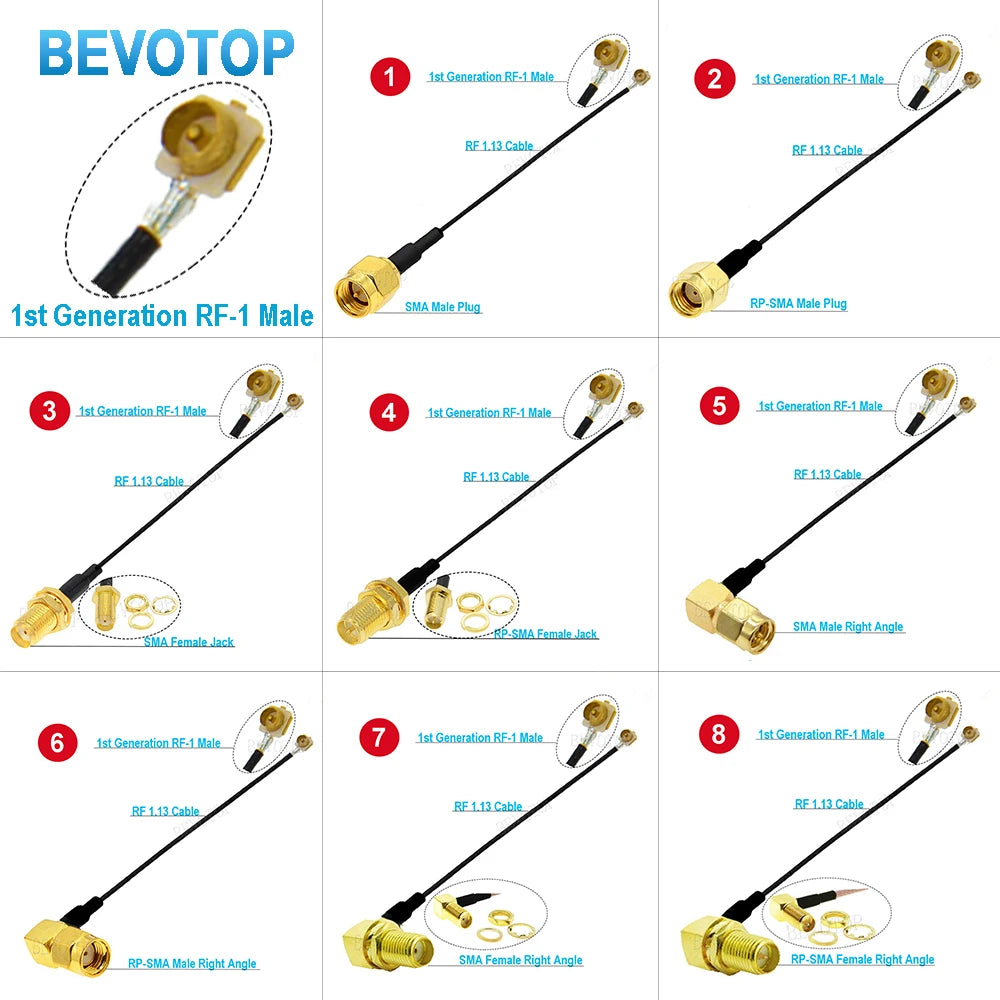 10PCS RF SMA to RF Cable RP-SMA/SMA Female to u.FL/IPX-1 Male Plug Connector WIFI Antenna Jumper RG113 RF1.13 Pigtail