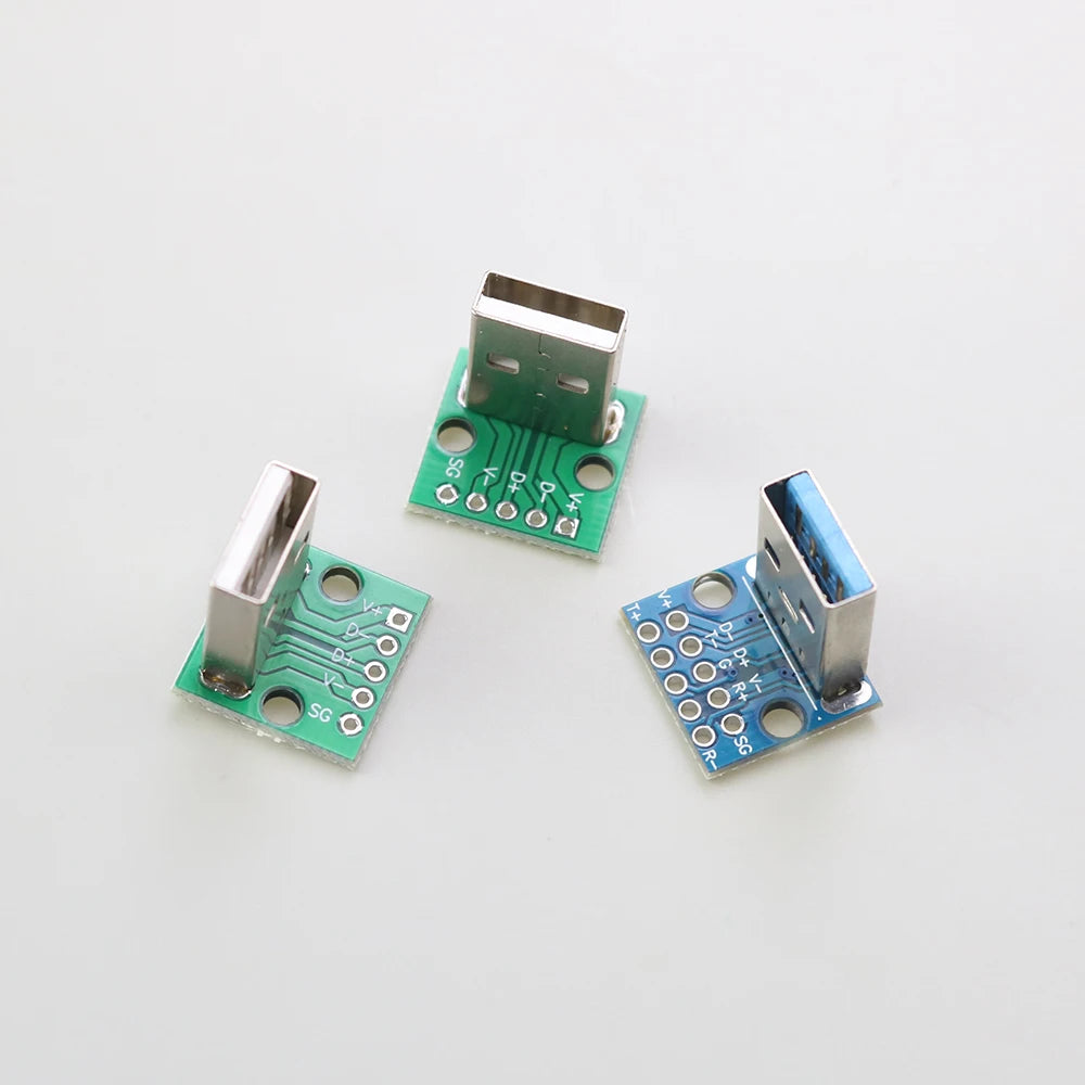 1PCS Data Charging Cable Jack Test Board with Pin Header 90 Degree Micro Mini USB Type C 2Pin USB 3.0 2.0 Female Male Connector