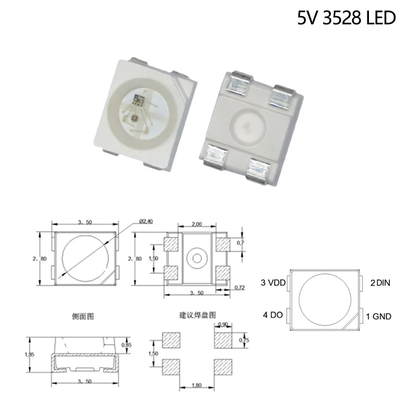 Ws2812b 5v Ws2812 5050 3528 4020 1204 1209 0807 2020 Mini Smd Led Chip Addressable Digital Pixel Rgb Full Color Led Diode Lamp