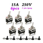 6Pcs Heavy Duty Car Boat Rocker Toggle Switch 15A 250V 2 3 Pin 2 3 Gang SPST ON/OFF Rocker Switches with Boot Spst Rocker Switch