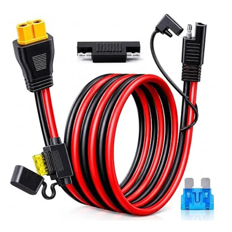 CHCH XT60 To SAE Connector, 10AWG XT60 Connector Extension Cable With Inline 15A/20A Fuse, Heavy Duty Pure Copper Female Termina