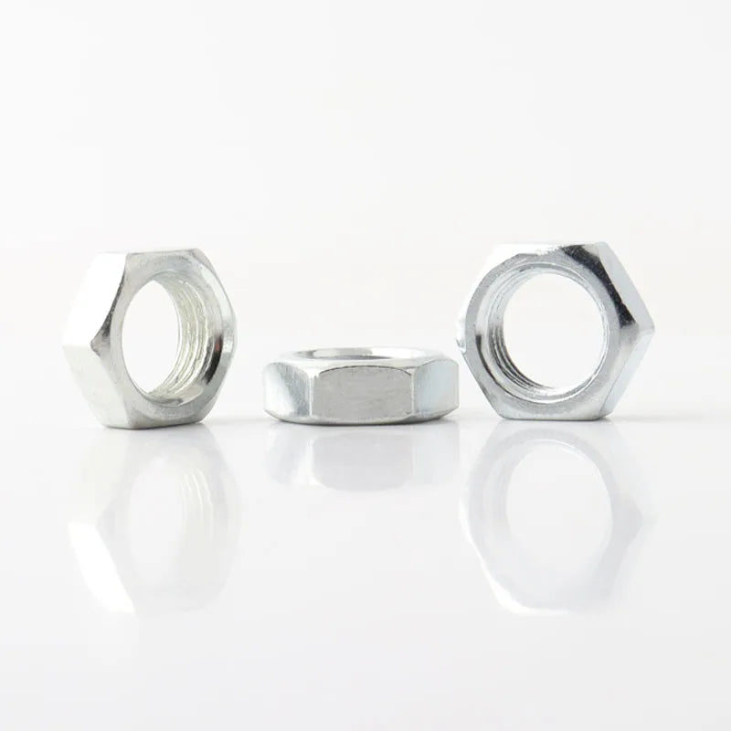 Hex Nut M8 M10 M12 M14 M16 Galvanized Carbon Steel Fine Thread Hexagon Nut Thin Nut Lighting Nut Pitch 0.75/1/1.25/1.5mm