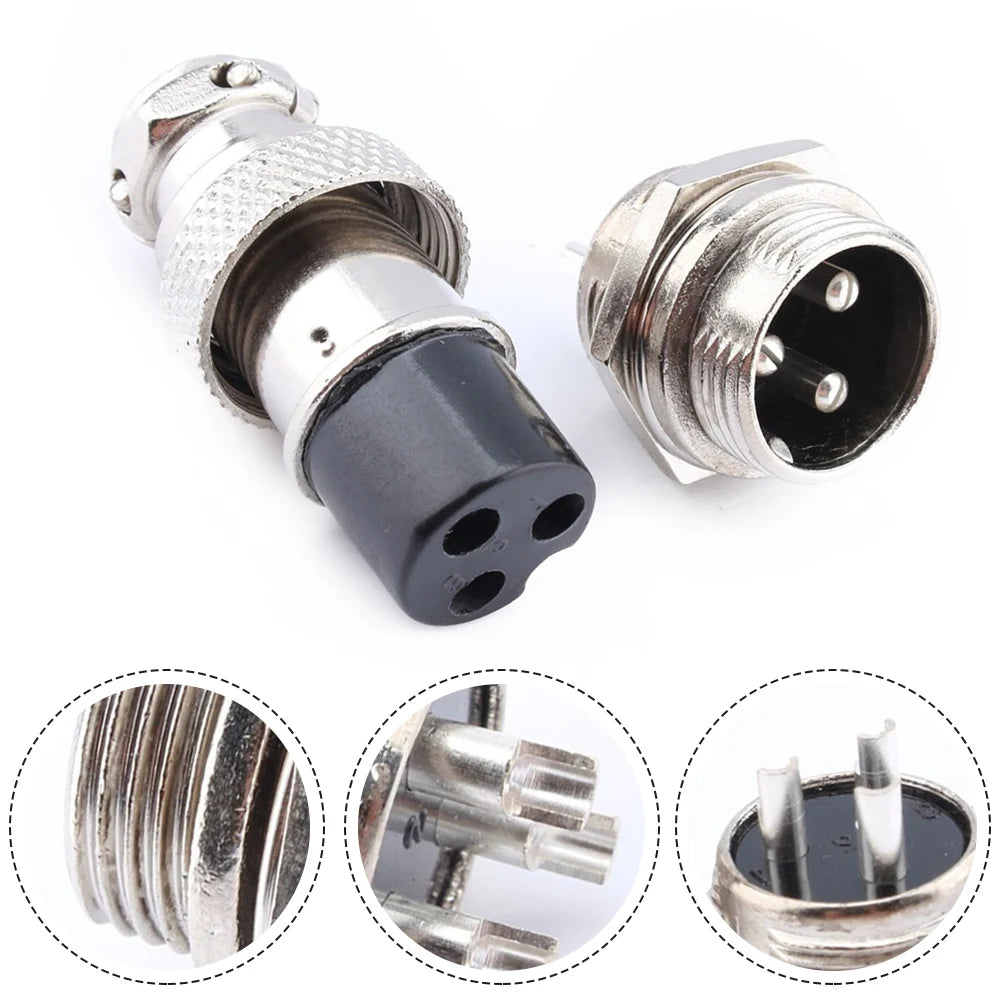 1pc GX16 3-pin Screw-type Aviation Electrical Socket Connector Wire Harness Panel For Data Acquisition Systems Inclinometers