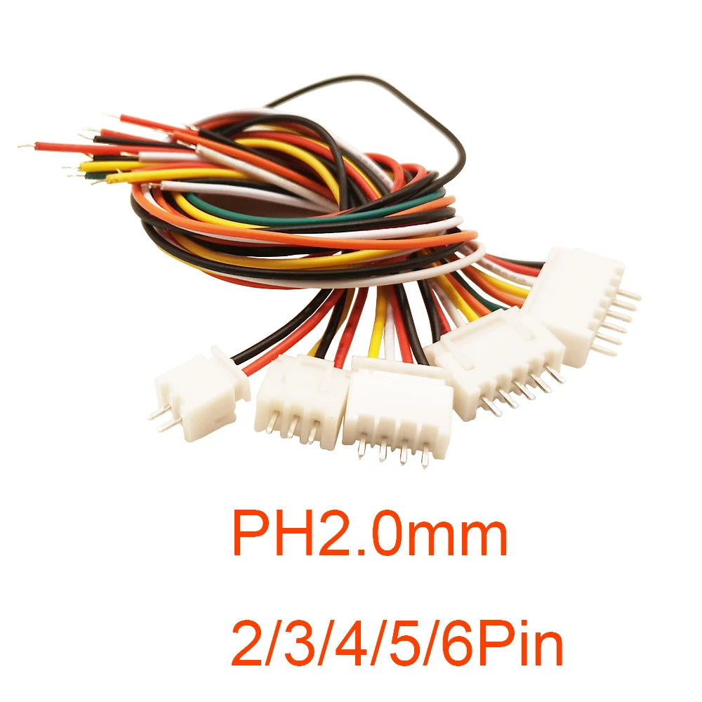 5Set Micro JST PH2.0mm XH2.54mm Male Female Wire Connector Kit JST 2/3/4/5/6 Pin Plug With Terminal Extension Cable Socket 26AWG