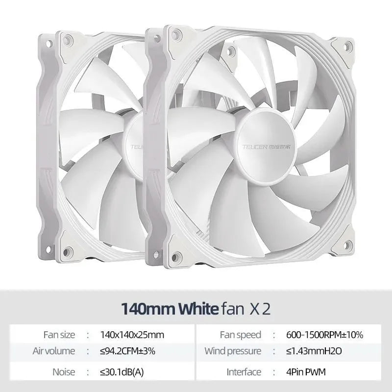 Teucer AF 14025 PC Case Cooling Fan 12V 4Pin PWM MHDB Hydraulic Bearing White 14CM Silent Fan for Computer Radiator Ventilator
