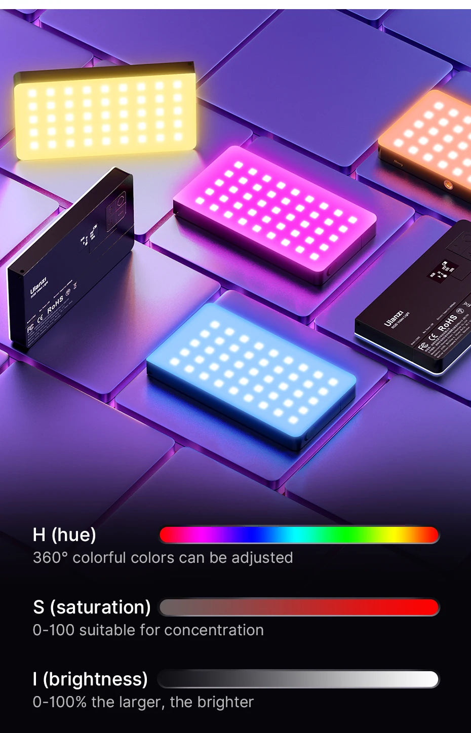 Ulanzi VL120 Full Color RGB Video Light 2500K-9000K LED Photography Lighting Dimmable Camera Light Live Vlog Fill Light
