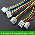 Micro JST GH 1.25 2P 3P 4P 5P 6P Male Female Connector With Wire 20cm Cable GH1.25 Single Double Connector 32AWG silicone wire