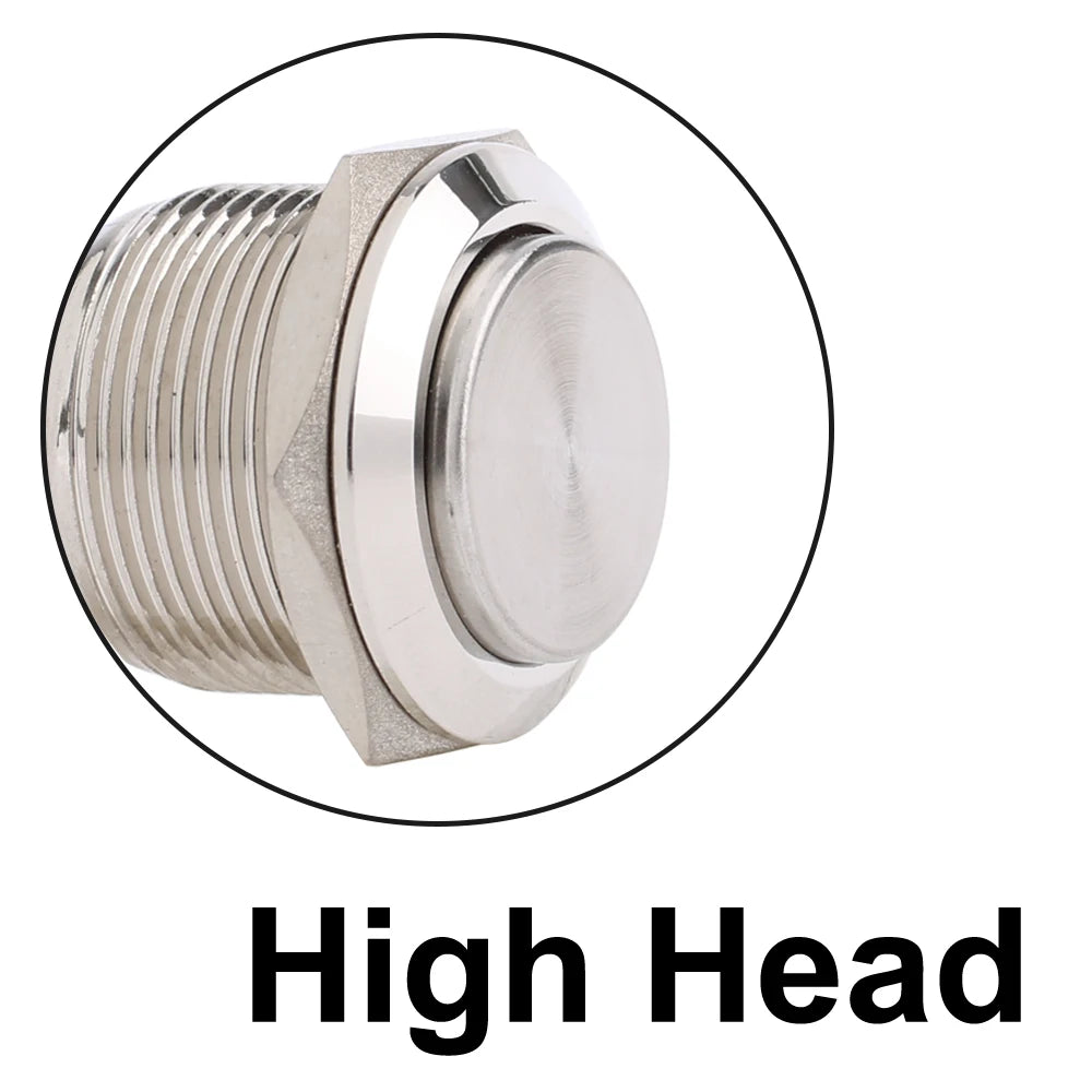 1NO 16mm19mm22mm Waterproof Momentary Latching Metal Doorbell Horn Push Button Switch Fixation Lock Reset NO LED screw terminal