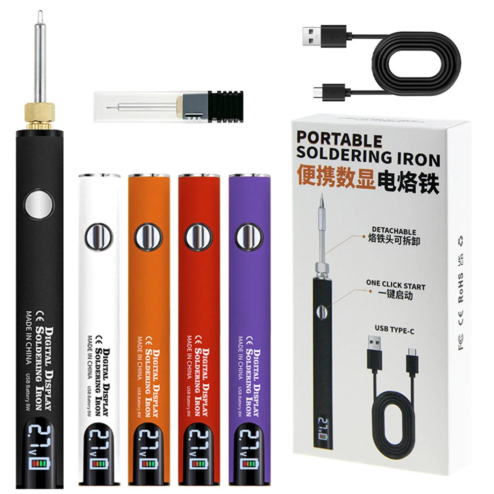 510 Mini Soldering Iron Pen Kit with Adjustable Voltage Smart USB Charger for Electronics Repair DIY Projects Smart Power Tool