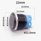 16/19/22mm Black Push Button Switch Waterproof Illuminated Metal Momentary Latching Fixed On Off Power Switch Backlit LED 3V 12V