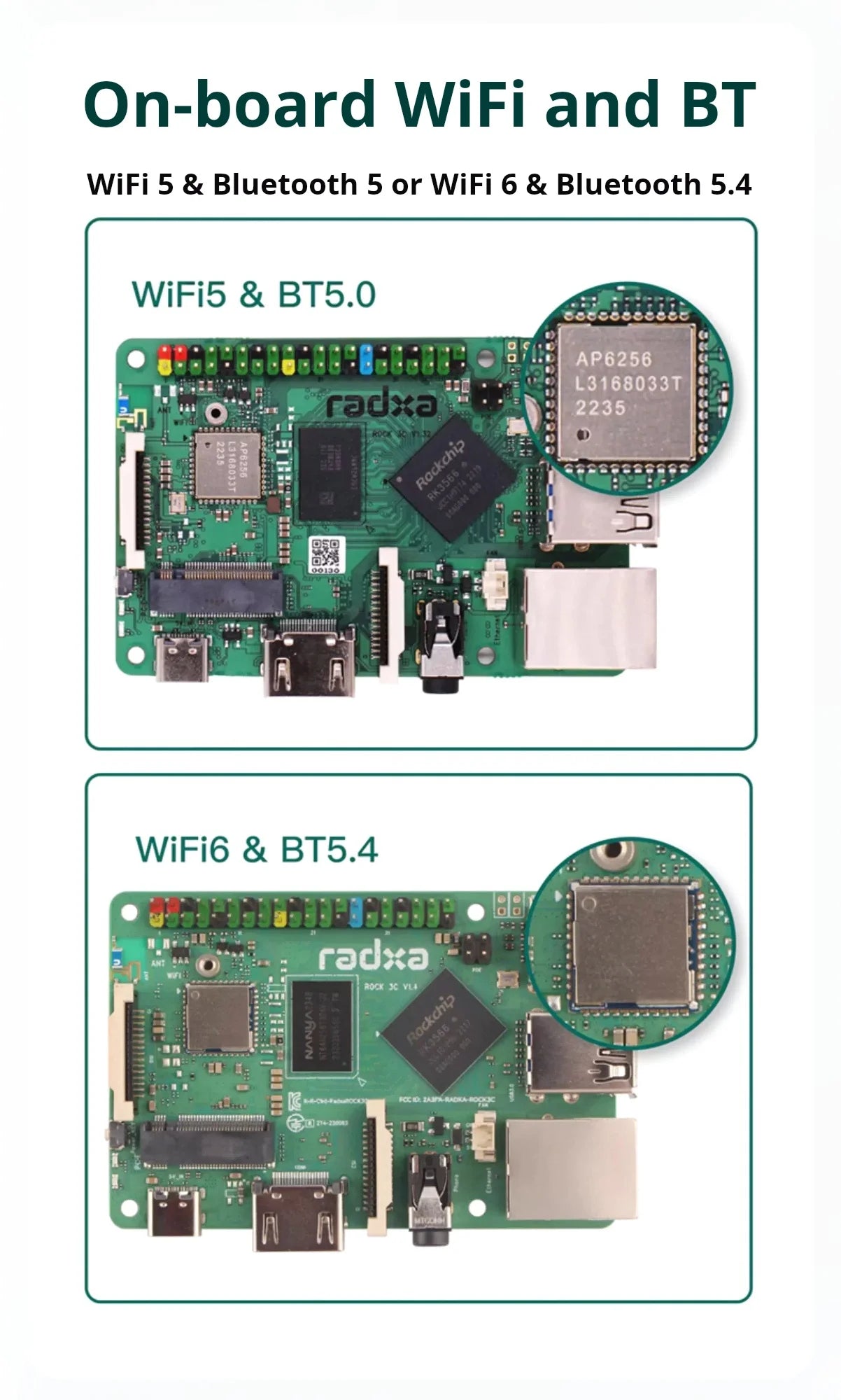 Radxa development board ROCK 3C with 4-core CPU single-board computer, Raspberry Pi alternative