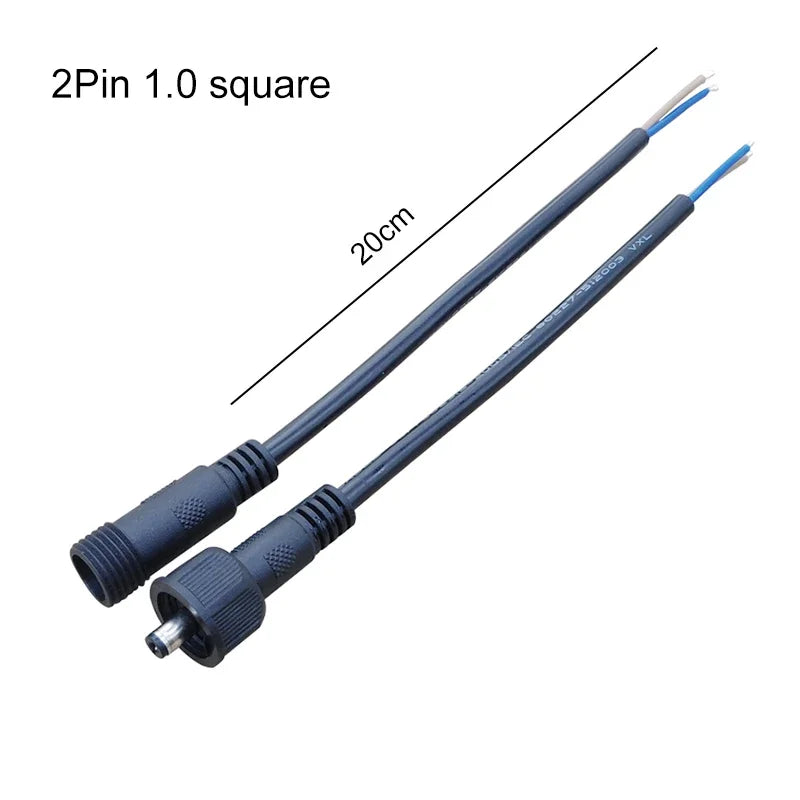 12V DC Power Plug 55*21mm 2Pin Waterproof Connector Male Female Terminal Butt Joint Monitoring Line 1-5M Extension Cord IP67