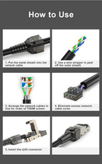 ZoeRax 10Pcs RJ45 Cat8 Cat7 Cat6a Connectors, Tool-Free Zinc Alloy Shielded Ethernet Termination Plugs for 23AWG SFTP Cables