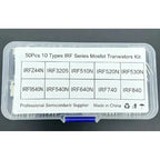10 Values 50pcs MOSFET Kit TO-220 IRFZ44N IRF510N IRF530N IRF540N IRF640N IRF740 IRF840 IRF3205 IRF9540 Storage Box