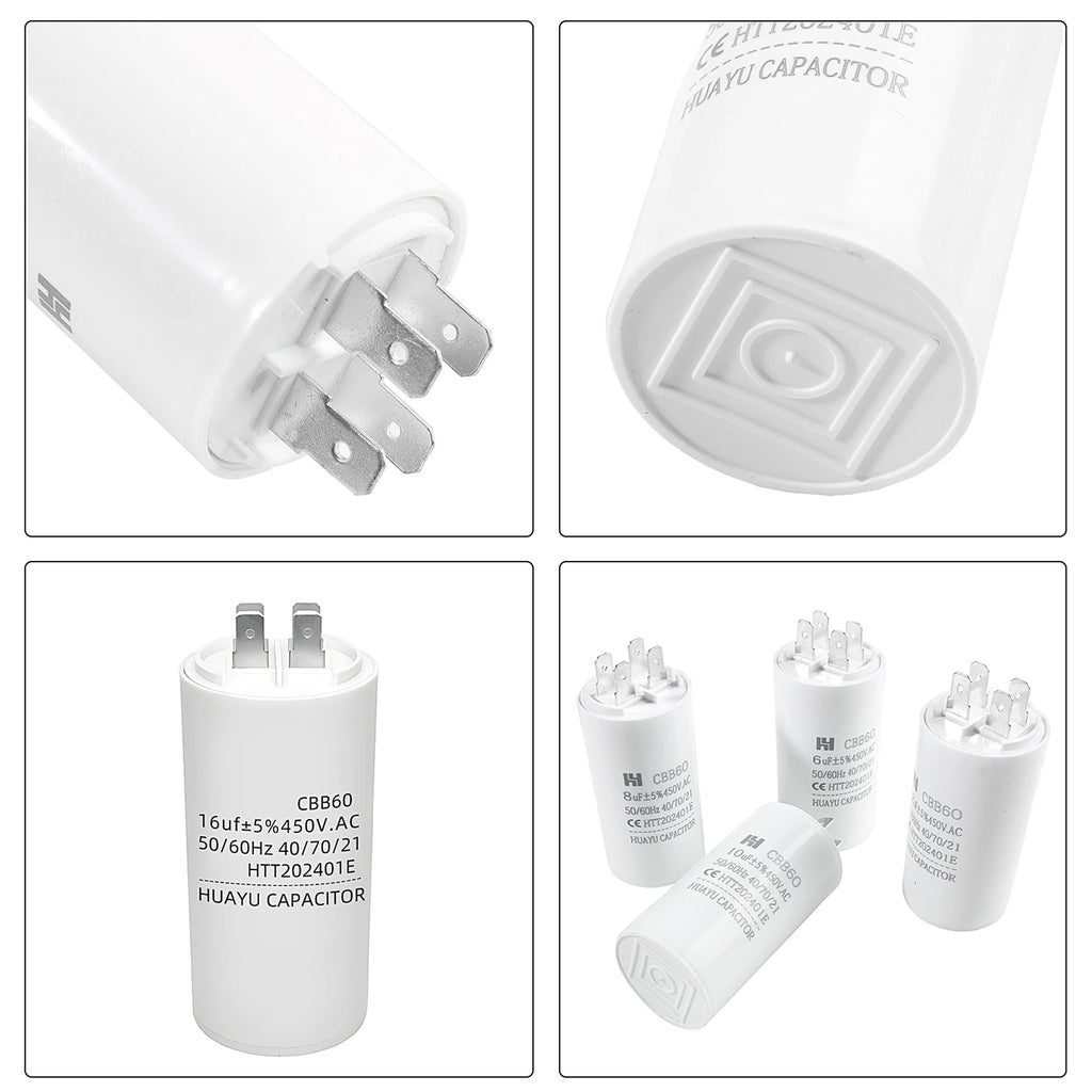 CBB60 Capacitor 450VAC Double Insert 50/60hz Electric Replacement Start Run Capacitor For Air Compressor Water Pump Motor