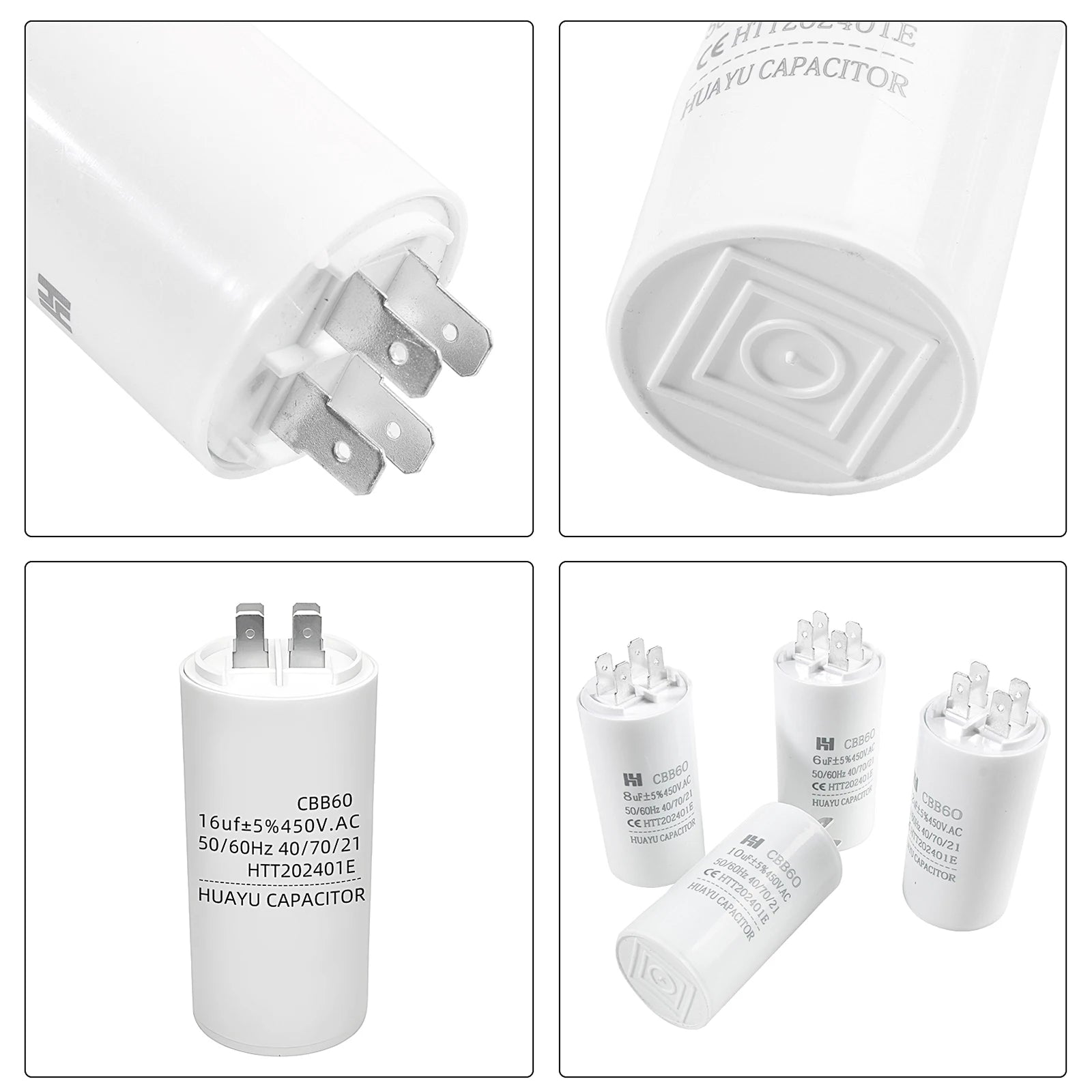 CBB60 Capacitor 450VAC Double Insert 50/60hz Electric Replacement Start Run Capacitor For Air Compressor Water Pump Motor