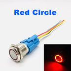 12 16 19 22mm waterproof metal button switch with connector LED lamp instant lock automotive engine power switch 6V 12V 24V 220V