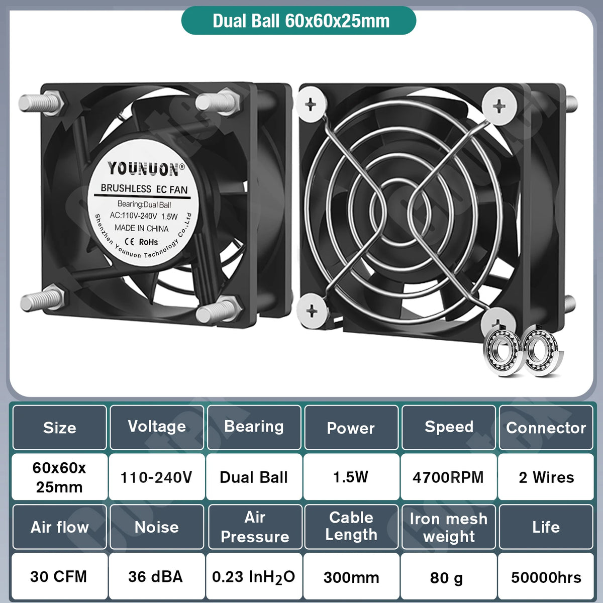 EC Axial Fan 60mm 80mm 90mm 120mm Ball Brushless Fan Cooler AC 110V 120V 220V 230V 240V Computer Case Fan 6025 8025 9225 12038