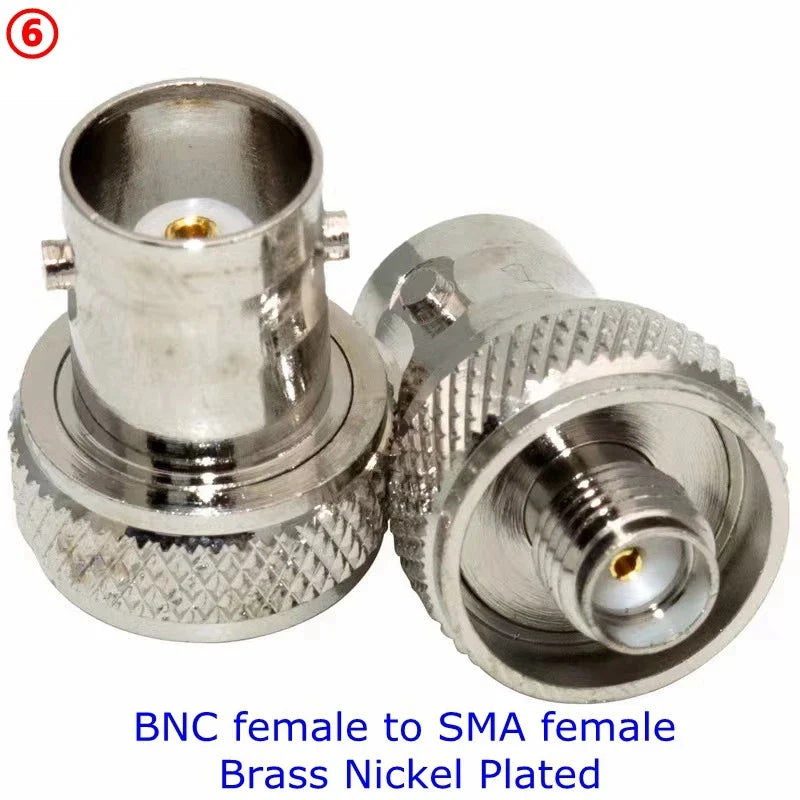 2PCS Q9 BNC To SMA Male Plug&Female Jack Disc RF Adapter Connector 50ohm Wire Terminals Copper Brass Nickel Plating SMA TO BNC