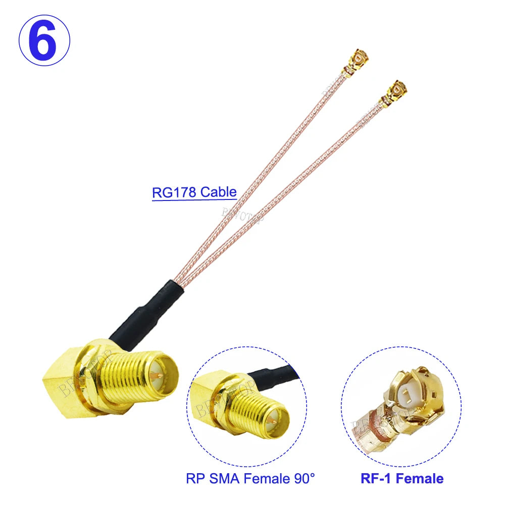 1PCS RG178 SMA Female to 2*IPX-1 Female Connector Y Splitter SMA to IPX Cable Pigtail RF Coaxial WIFI Antenna Extension Jumper
