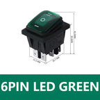 2pcs KCD4 Waterproof Rocker Switch 4 6 Pin Latching 16A 250VAC DPDT ON OFF ON 12V 220V Red Green LED Light Button Switch