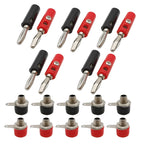 10Pairs 4mm Banana Male Plug + Female Socket Connector Screw Terminal Binding Post Audio Speaker Adapter Black Red