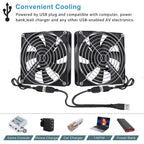 GDSTIME Dual 40mm 50mm 60mm 80mm 92mm 120mm 140mm DC 5V Powered USB Fans with 2 in 1 USB Cable for AV Receiver DVR Cooling