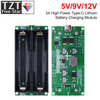 TZT Type-C 15W 3A Fast Charge UPS Power Supply / 18650 Lithium Battery Charger Module DC-DC Step Up Booster Converter 5V 9V 12V