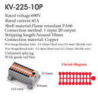1PC 225 Series Terminal Block One In Multiple Out Wire Electrical Connectors Plug-in Spliceable Splitter Guide Rail Junction Box