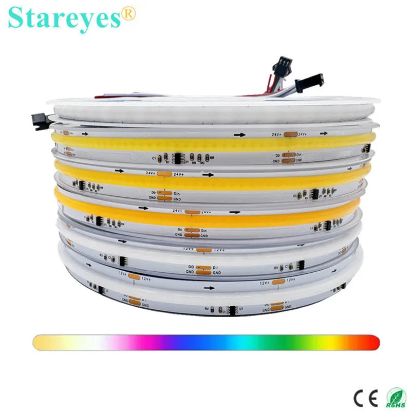 COB SPI LED Strip Light 24V 5m Addressable Pixels White CCT RGB RGBW RGBCCT WS2811 WS2814 Digital IC FCOB Magic Color Tape Rope