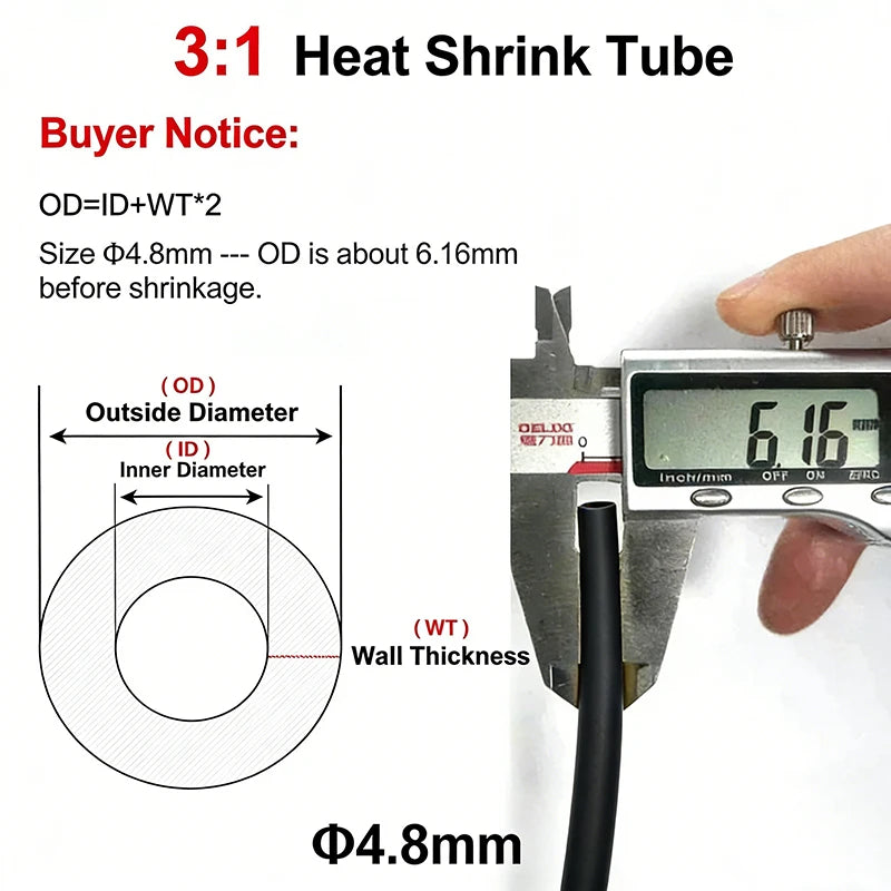 Black 3:1 Heat Shrink Tubing With Glue Dual Wall Adhesive Waterproof Insulation Cable Sleeve For Electrical Automotive Marine