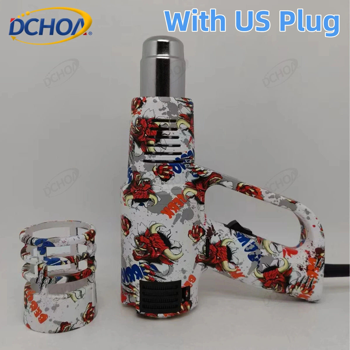 DCHOA 2200W Hot Air Gun with Anti-Scald Cover 2-Speed Variable Temperature Heat Gun for Car Vinyl Wrap Window Tint Firm Install
