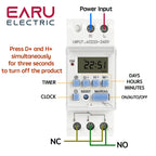 AC 220V 230V 110V DC 12V 24V 48V 15A 30A THC15A Din Rail Weekly 7 Days Programmable Digital Time Switch Relay Timer Controller