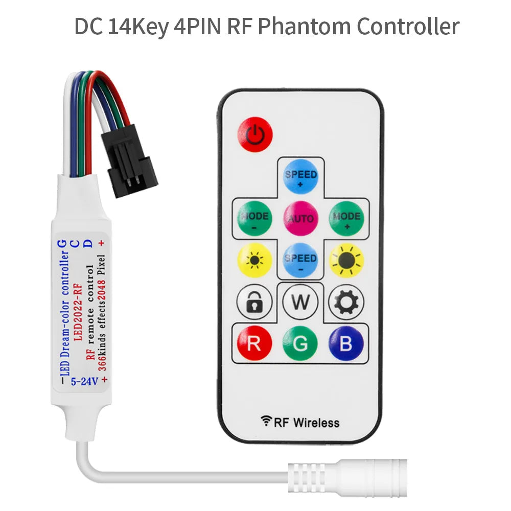 WS2811 WS2812B WS2813 WS2815 LED Pixels Strip Light Controller 3/4PIN USB/DC RF 14/17/21Keys LED Tape Remote Controller DC5-24V