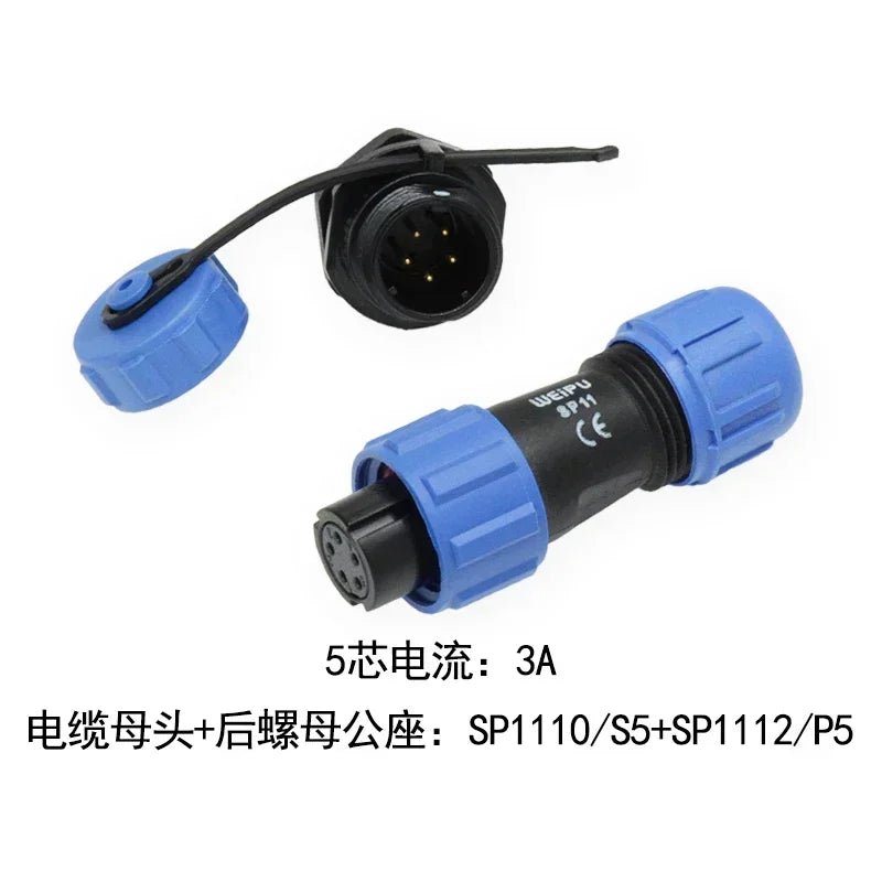 WEIPU IP67 SP1110/S SP1112/P  Female Plug Male Socket 2 3 4 5Pin Waterproof  Aviation Connector Power Adapter Charger SP11