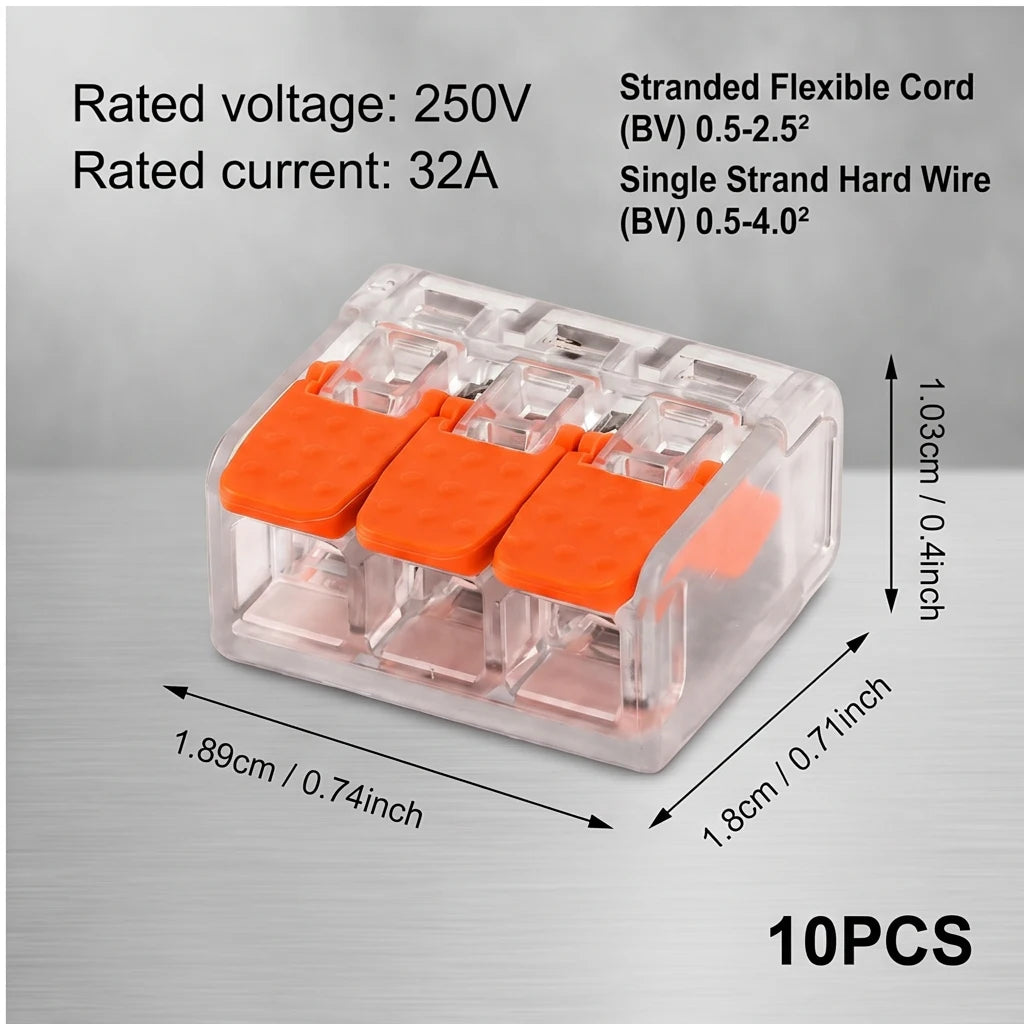 10-150PCS Universal Electrical Quick Wire Connectors 2/3/4/5 Port Plug-in Terminal Block DIY Cable Kit 28-12AWG 250V 32A