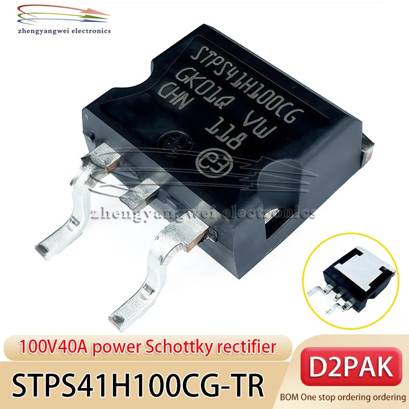5PCS STPS41H100CG-TR D2PAK Code STPS41H100CG 100V40A Power Schottky Rectifier Schottky Diode