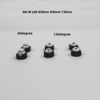 3Watt 3W High Power LED 850nm 940nm 730nm 60 90 120 Degree Infrared LED IR for Night Vision CCTV DIY