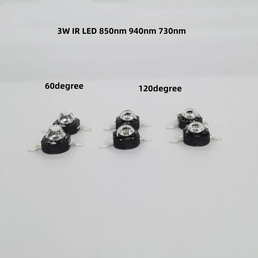 3Watt 3W High Power LED 850nm 940nm 730nm 60 90 120 Degree Infrared LED IR for Night Vision CCTV DIY