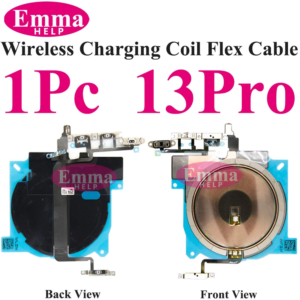 Wireless Charging Coil NFC + Power Volume Flex Cable for iPhone 14 14 Plus 15 15 Pro Max 16 – WPC Charging Antenna