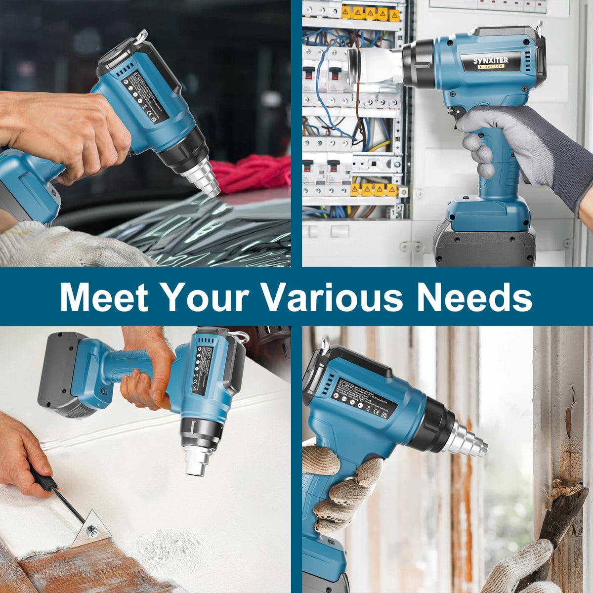 Electric Cordless Heat Gun For Bosch 18V Battery Hot Air Gun With 4pcs Nozzles Temperature Adjustment Shrink Wrapping Tool