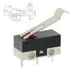 20Pcs Micro Limit Switch 3Pins Long Handle Roller Lever Arm SPDT Momentary Push Button Switch for Mouse DIY Accessories